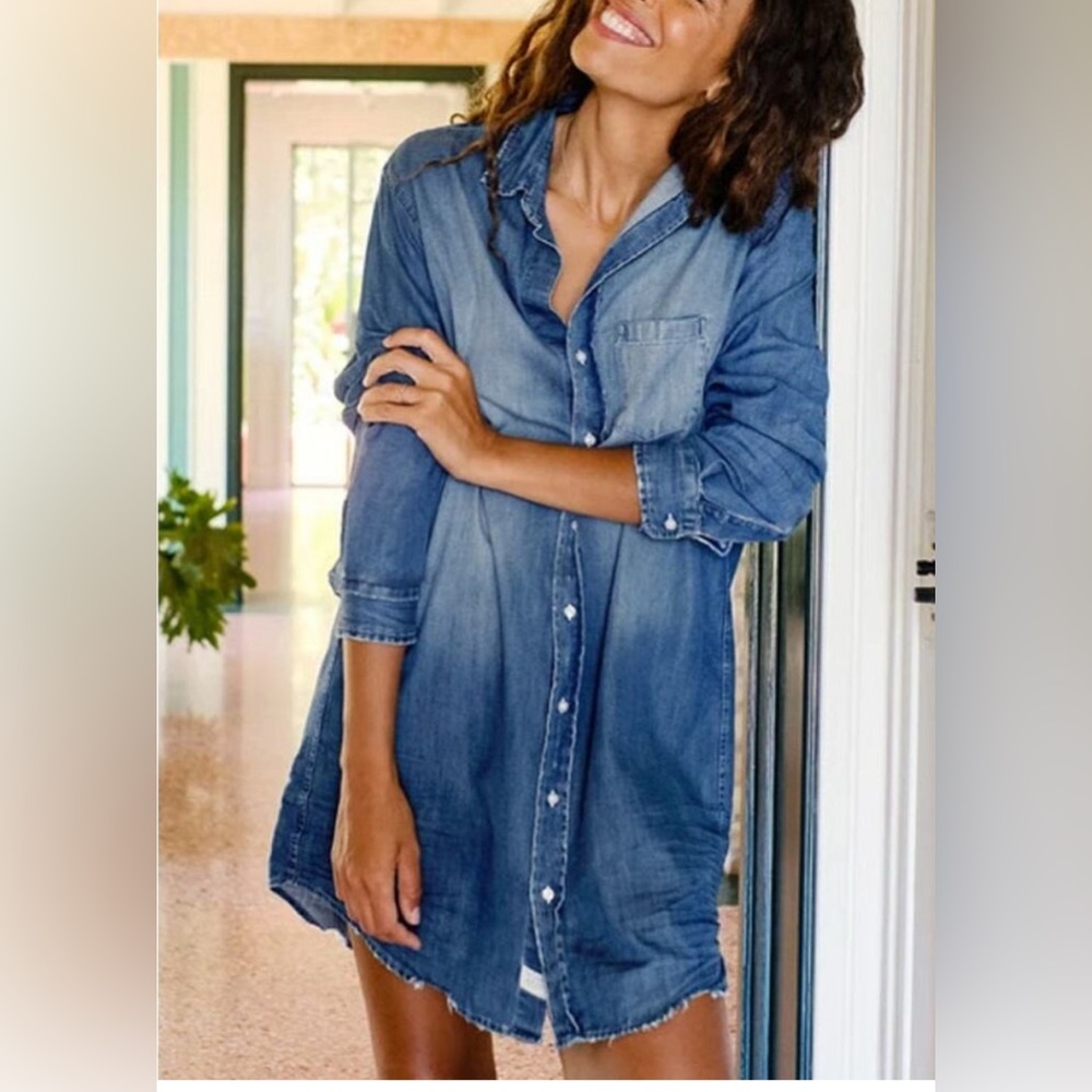 Frank & Eileen Mary Long Sleeve Denim Shirtdress Sz Large